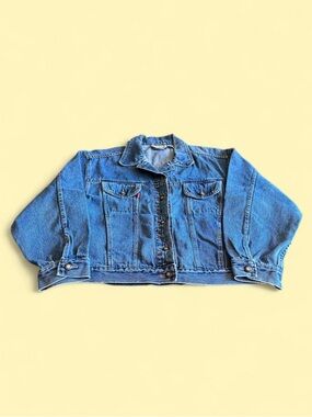 Vintage Bugle Boy Oversized Denim Jacket Women’s L Light Wash Trucker 90s